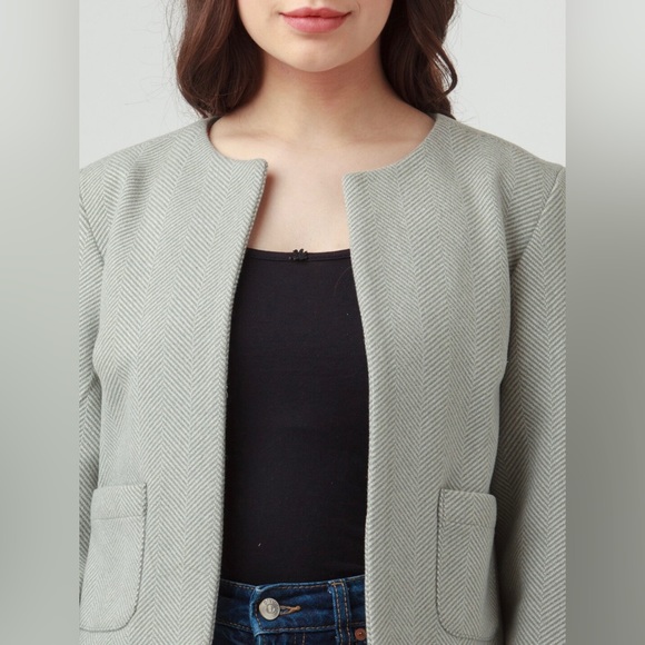 Green Open Front Jacket - Picture 3 of 5